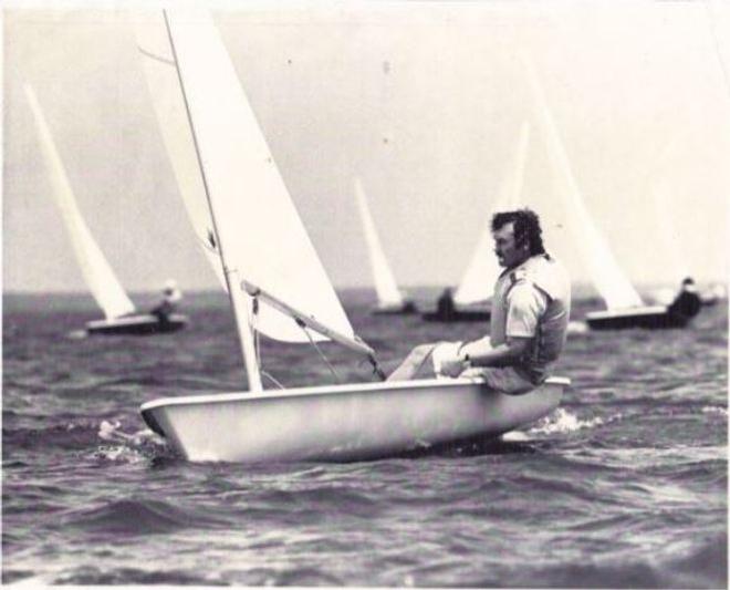 Laser designer Bruce Kirby sailing a Laser © Laser